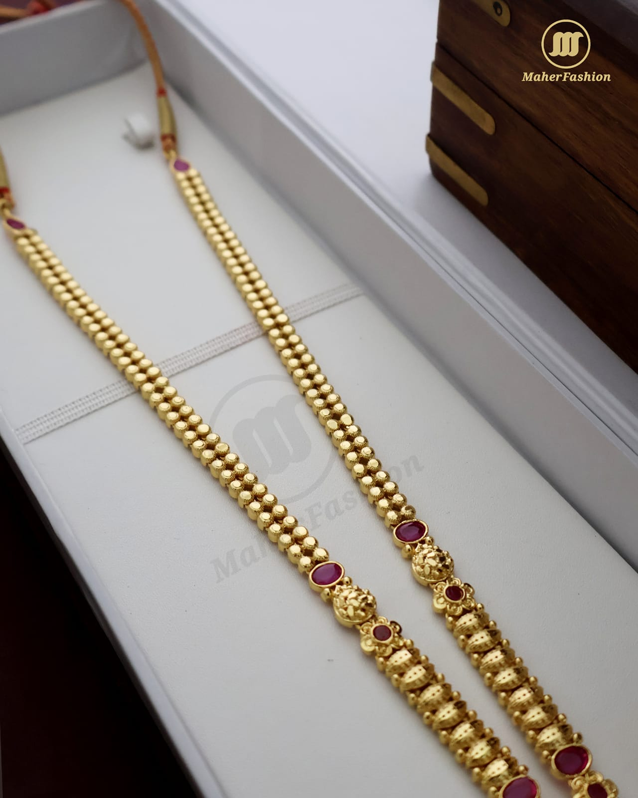 Padmakshi Long  Golden  Necklace